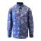 Stacy Adams Denim Blue / Navy / Metallic Gold Floral Design Shirt 7529